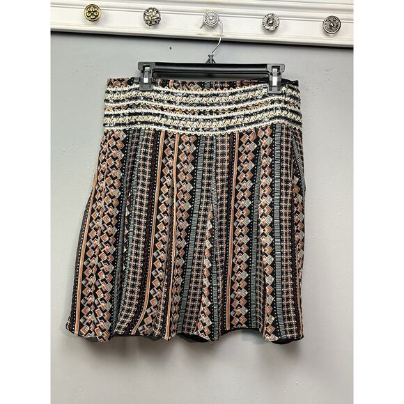 Free People Dresses & Skirts - Free People Wide Waist A-Line 100% Silk Skirt Womens 12 Artsy Boho Sequin Swing‎